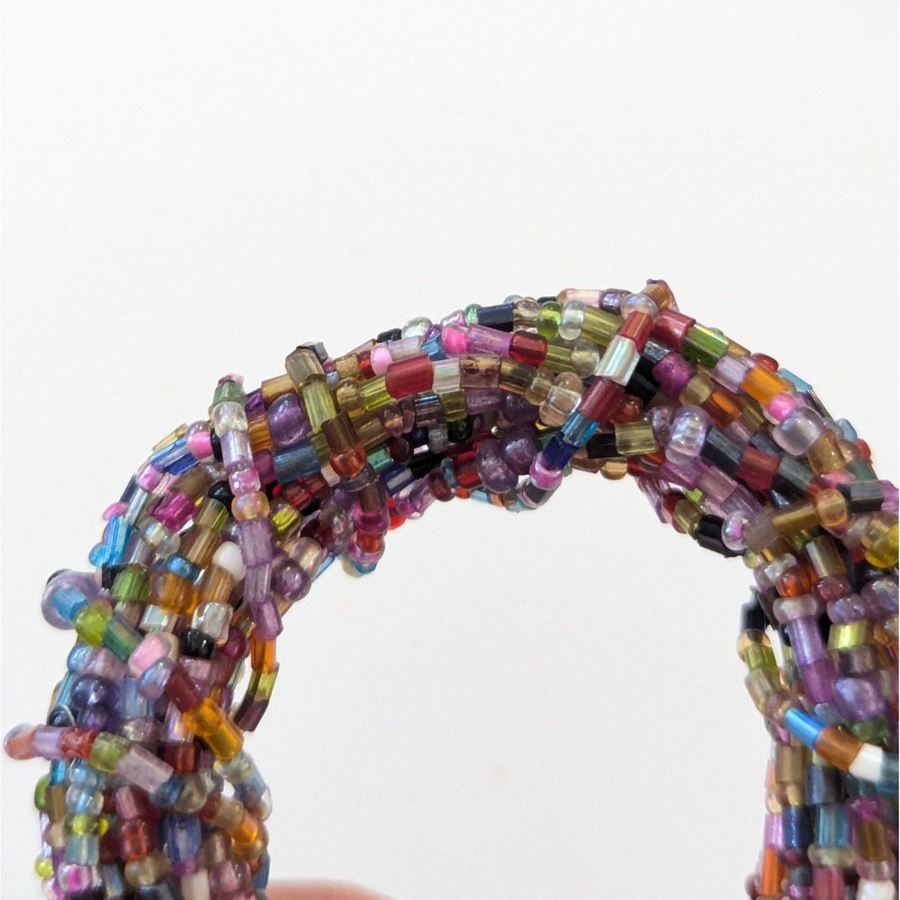 Vintage Multicolor Glass Beaded Napkin Rings Boho Colorful Handcrafted Set of 8 - Picture 4 of 7